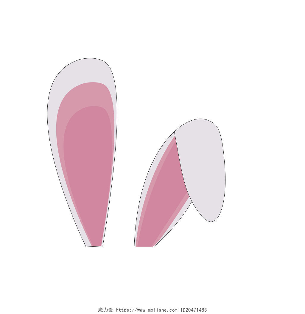 兔耳朵卡通动物兔子PNG元素